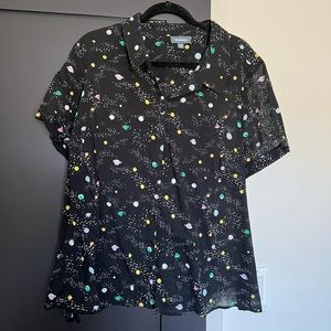 ModCloth “Inspired Idealist” Sheer Button-down - outer space/planet pattern